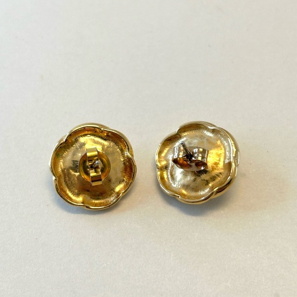 Vintage Gold Tone Faux Pearl Earrings - Picture 3 of 8